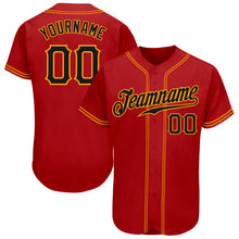 Load image into Gallery viewer, Custom Red Black-Gold Authentic Baseball Jersey