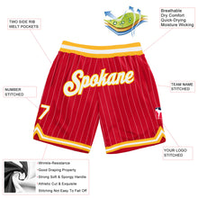 Загрузить изображение в средство просмотра галереи, Custom Red White Pinstripe White-Gold Authentic Basketball Shorts