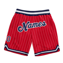 Загрузить изображение в средство просмотра галереи, Custom Red White Pinstripe Navy-White Authentic Basketball Shorts