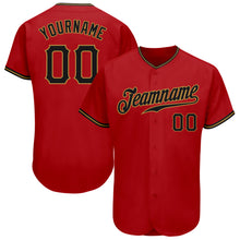 Загрузить изображение в средство просмотра галереи, Custom Red Black-Old Gold Authentic Baseball Jersey