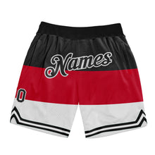Load image into Gallery viewer, Custom Red Black-White 3D Pattern Design Multicolor Authentic Basketball Shorts