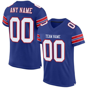 Custom Royal White-Red Mesh Authentic Football Jersey