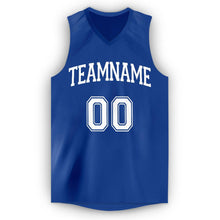 Load image into Gallery viewer, Custom Royal White V-Neck Basketball Jersey