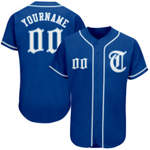 Load image into Gallery viewer, Custom Royal White-Light Blue Authentic Baseball Jersey