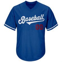 Load image into Gallery viewer, Custom Royal White-Red Authentic Throwback Rib-Knit Baseball Jersey Shirt