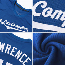 Load image into Gallery viewer, Custom Royal White-Red Authentic Throwback Rib-Knit Baseball Jersey Shirt