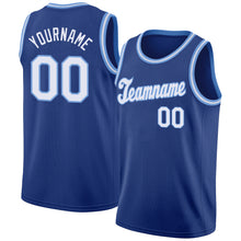 Charger l'image dans la galerie, Custom Royal White-Light Blue Round Neck Rib-Knit Basketball Jersey