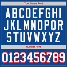 Charger l'image dans la galerie, Custom Royal White-Red Authentic Throwback Rib-Knit Baseball Jersey Shirt