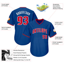 Load image into Gallery viewer, Custom Royal Red-White Authentic Throwback Rib-Knit Baseball Jersey Shirt