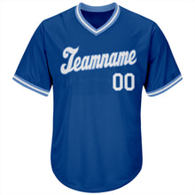 Charger l'image dans la galerie, Custom Royal White-Light Blue Authentic Throwback Rib-Knit Baseball Jersey Shirt