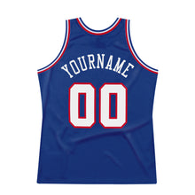 Load image into Gallery viewer, Custom Royal White-Red Authentic Throwback Basketball Jersey