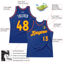 Load image into Gallery viewer, Custom Royal Gold-Orange Authentic Throwback Basketball Jersey