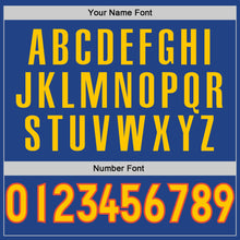 Load image into Gallery viewer, Custom Royal Gold-Orange Authentic Throwback Basketball Jersey