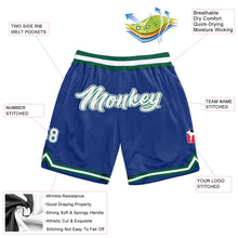 Laden Sie das Bild in den Galerie-Viewer, Custom Royal White-Kelly Green Authentic Throwback Basketball Shorts