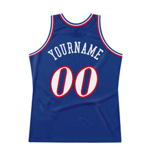 Load image into Gallery viewer, Custom Royal White-Red Authentic Throwback Basketball Jersey
