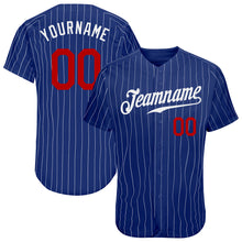 Charger l'image dans la galerie, Custom Royal White Pinstripe Red Authentic Baseball Jersey