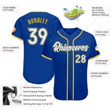 Load image into Gallery viewer, Custom Royal White-Gold Authentic Baseball Jersey
