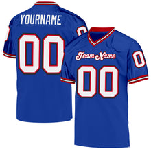 Charger l'image dans la galerie, Custom Royal White-Red Mesh Authentic Throwback Football Jersey