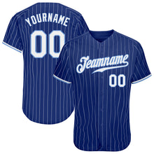 Load image into Gallery viewer, Custom Royal White Pinstripe White-Light Blue Authentic Baseball Jersey