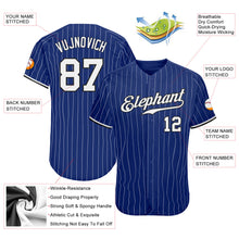 Load image into Gallery viewer, Custom Royal White Pinstripe White-Black Authentic Baseball Jersey
