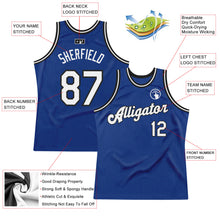 Load image into Gallery viewer, Custom Royal White-Black Authentic Throwback Basketball Jersey