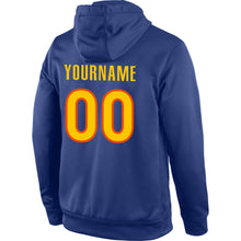 Load image into Gallery viewer, Custom Stitched Royal Gold-Orange Sports Pullover Sweatshirt Hoodie