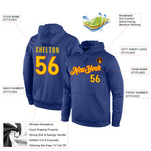 Load image into Gallery viewer, Custom Stitched Royal Gold-Orange Sports Pullover Sweatshirt Hoodie