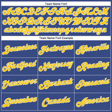 Load image into Gallery viewer, Custom Royal White Pinstripe Gold-White Authentic Basketball Jersey