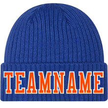 Charger l'image dans la galerie, Custom Royal Orange-White Stitched Cuffed Knit Hat