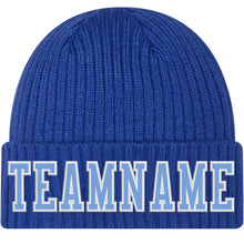 Charger l'image dans la galerie, Custom Royal Light Blue-White Stitched Cuffed Knit Hat