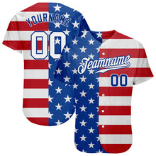 Load image into Gallery viewer, Custom Royal White-Red American Flag Fashion Authentic Baseball Jersey