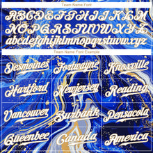 Загрузить изображение в средство просмотра галереи, Custom Royal White-Old Gold 3D Pattern Design Marble Authentic Baseball Jersey