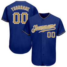 Load image into Gallery viewer, Custom Royal Old Gold-White Authentic Baseball Jersey