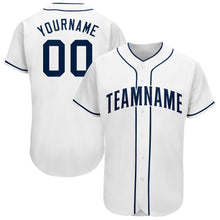 Laden Sie das Bild in den Galerie-Viewer, Custom White Navy Baseball Jersey