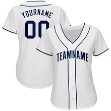 Laden Sie das Bild in den Galerie-Viewer, Custom White Navy Baseball Jersey