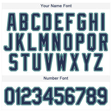 Laden Sie das Bild in den Galerie-Viewer, Custom White Navy-Teal Baseball Jersey