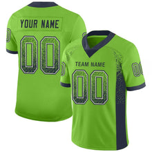Загрузить изображение в средство просмотра галереи, Custom Neon Green Navy-Gray Drift Fashion Football Jersey