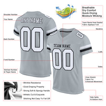 Load image into Gallery viewer, Custom Silver White-Black Mesh Authentic Football Jersey