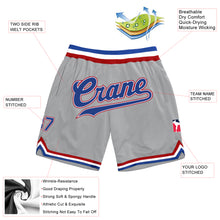 Load image into Gallery viewer, Custom Gray Royal-Red Authentic Throwback Basketball Shorts