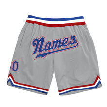 Load image into Gallery viewer, Custom Gray Royal-Red Authentic Throwback Basketball Shorts
