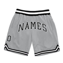Load image into Gallery viewer, Custom Gray Black-White Authentic Throwback Basketball Shorts
