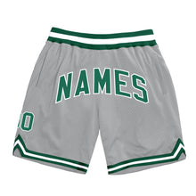 Load image into Gallery viewer, Custom Gray Kelly Green-White Authentic Throwback Basketball Shorts