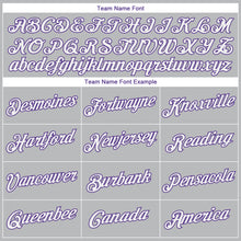 Load image into Gallery viewer, Custom Gray White-Purple Authentic Throwback Basketball Jersey