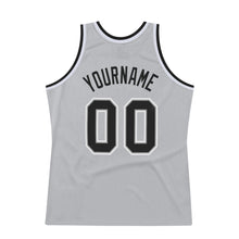 Laden Sie das Bild in den Galerie-Viewer, Custom Gray Black-White Authentic Throwback Basketball Jersey