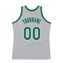 Load image into Gallery viewer, Custom Gray Kelly Green-White Authentic Throwback Basketball Jersey