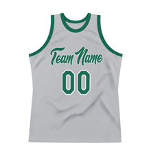 Load image into Gallery viewer, Custom Gray Kelly Green-White Authentic Throwback Basketball Jersey