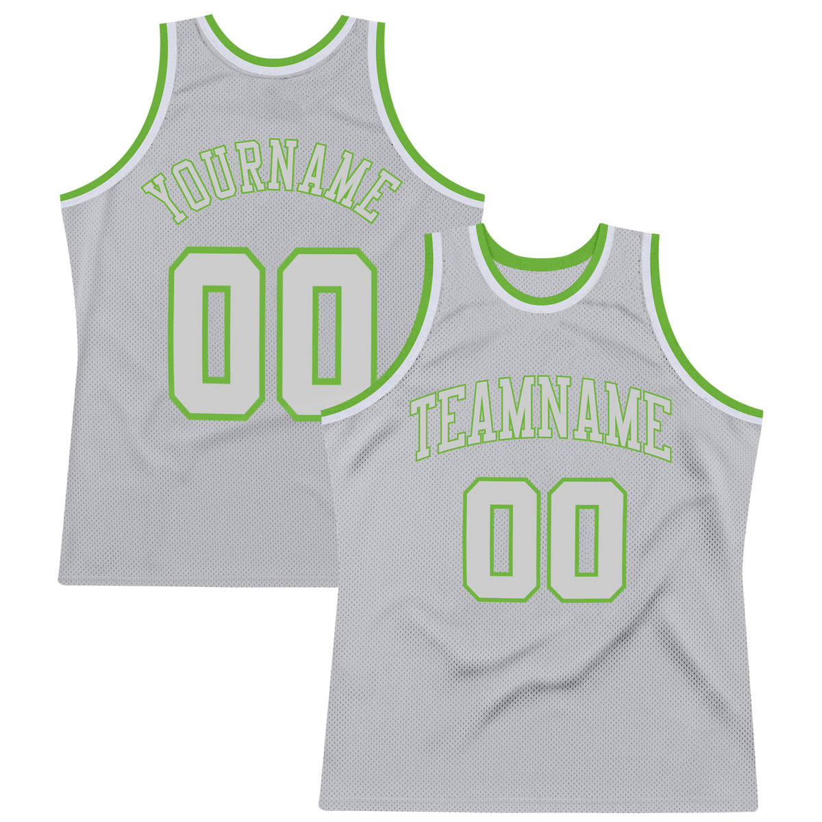 Custom Neon Green White V-Neck Basketball Jersey