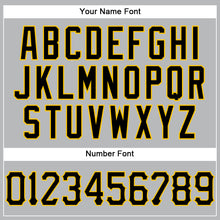 Laden Sie das Bild in den Galerie-Viewer, Custom Gray Black Pinstripe Black-Gold Authentic Basketball Jersey