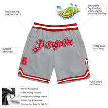 Загрузить изображение в средство просмотра галереи, Custom Gray Red-White Authentic Throwback Basketball Shorts