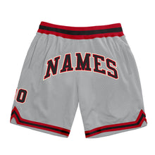 Laden Sie das Bild in den Galerie-Viewer, Custom Gray Black-Red Authentic Throwback Basketball Shorts